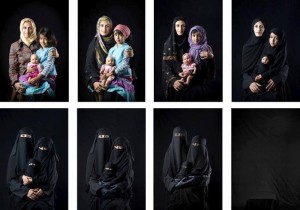 “Disparition” by Yemeni photographer Bushra Almutawakel, illustrating how women could vanish into darkness and invisibility, step by step, under fundamentalist pressure and the full niqab.